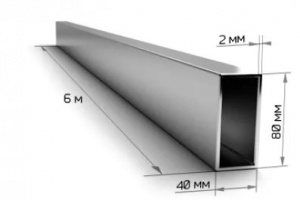 Проф.труба 80*40 мм 2 мм (6 м)