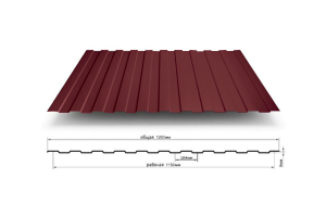 Профилированный лист С-8; СТ; 1200*2000 мм RAL-3005-вишневый