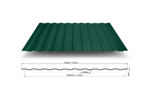 Профилированный лист С-8; СТ; 1200*2000 мм RAL-6005-зеленый